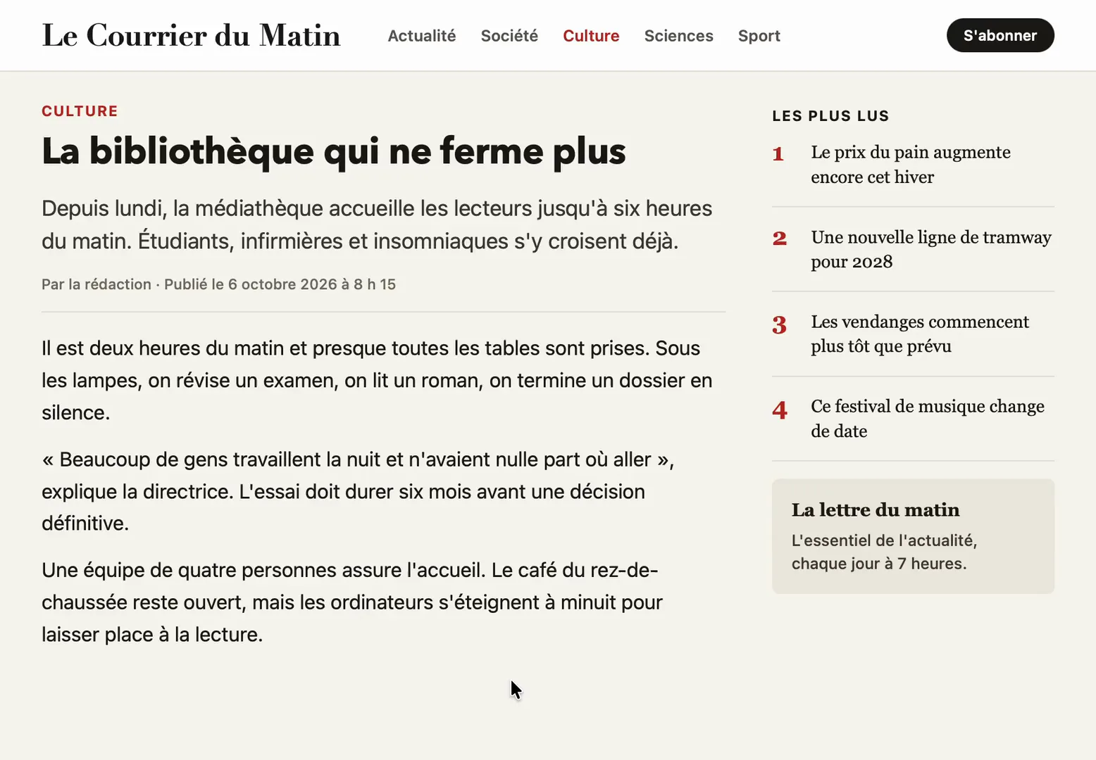 A French newspaper article on a Mac, before Lector translates it.